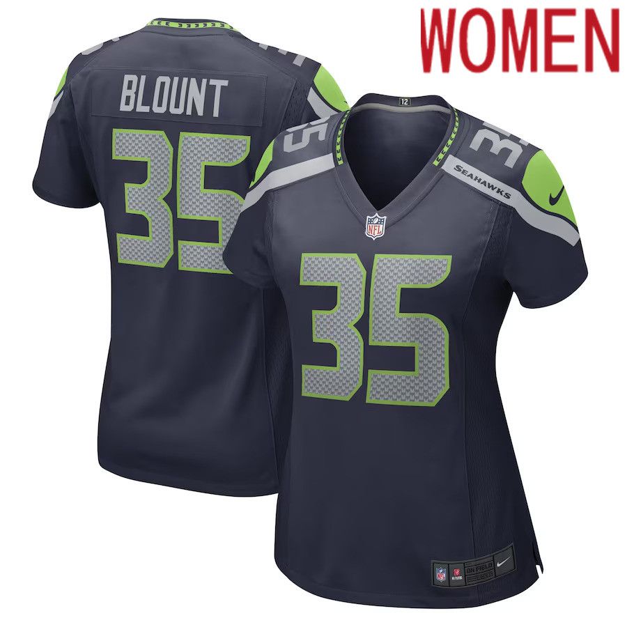 Women Seattle Seahawks 35 Joey Blount Nike College Navy Game Player NFL Jersey